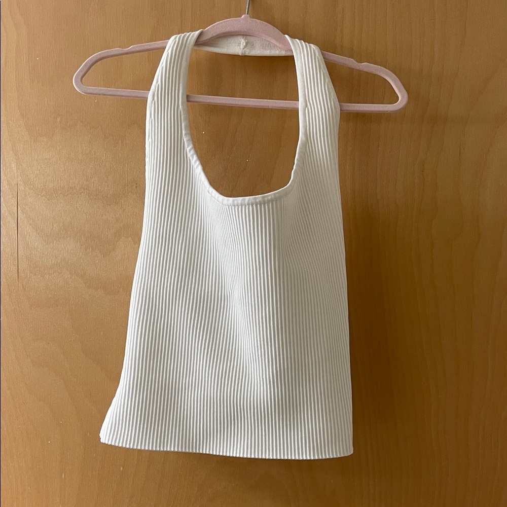 Aritzia Cream Ribbed Tank Top